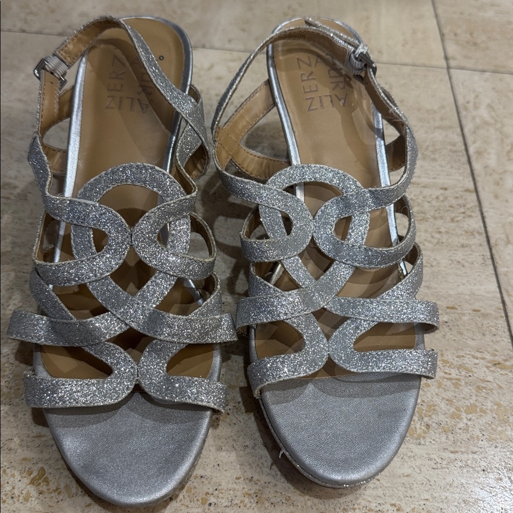 Naturalizer Silver Strappy Sandals